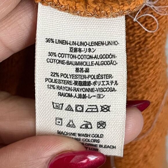 Free People Ombré Tunic Terry Sweatshirt Front Pocket Distressing size S - Picture 4 of 8